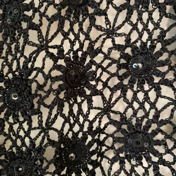 NWT BLACK CROCHET RHINESTONE CARDIGAN - Picture 4 of 4
